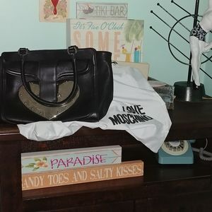 Love Moschino Faux Leather Silver Heart Handbag